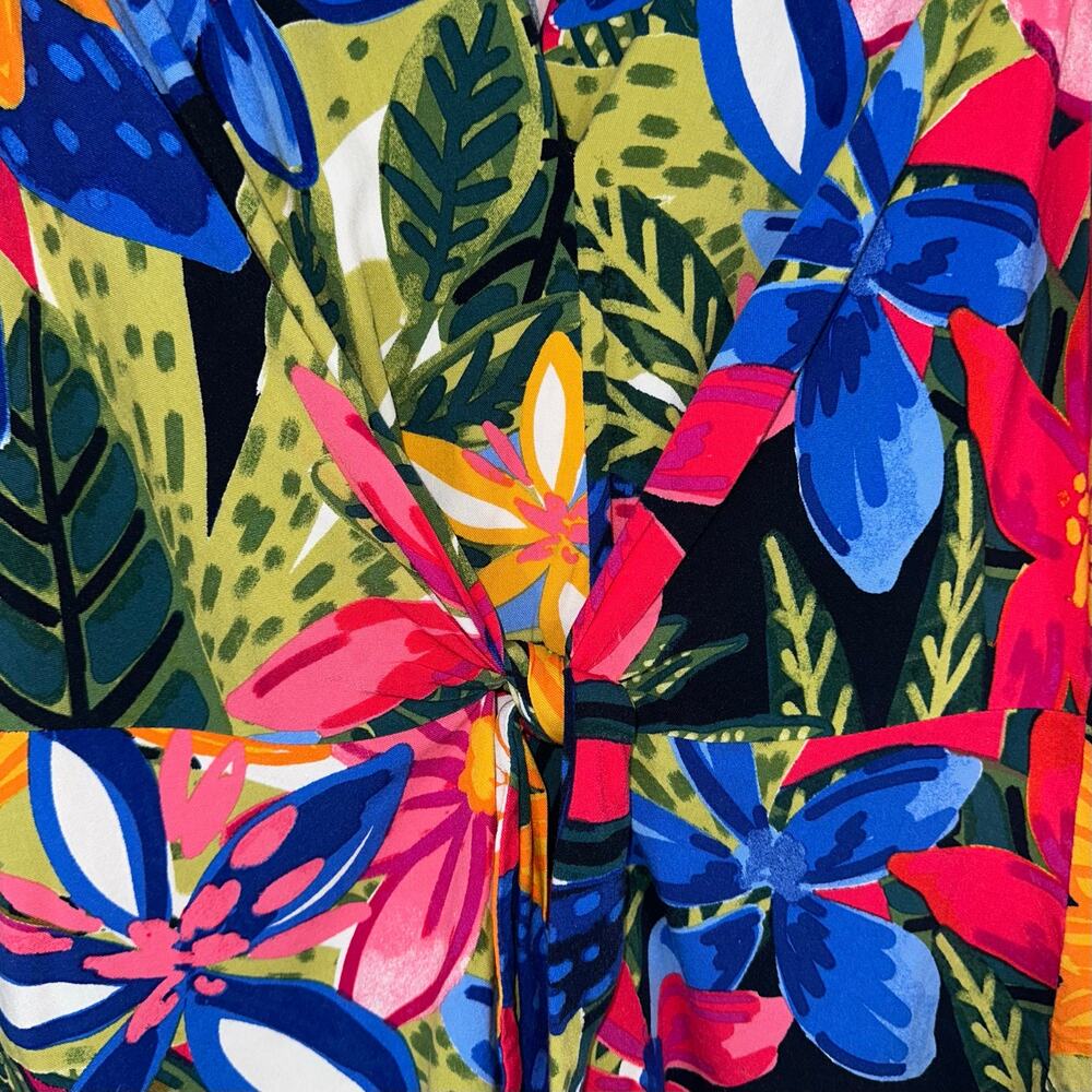 Nic + Zoe Lush Terrace Live In Tropical Tie Front Sleeveless Blouse Size Medium - Picture 6 of 15
